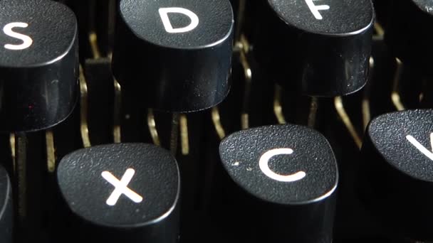 Vintage Typewriter Keys Closeup — Stock Video