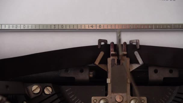 Typing Phrase Black White Retro Typewriter Close — Stock Video