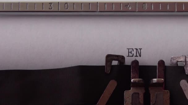 Πληκτρολογώντας Φράση Τελοσ Τησ Ιστοριασ Ρετρό Γραφομηχανή Κλείσε — Αρχείο Βίντεο