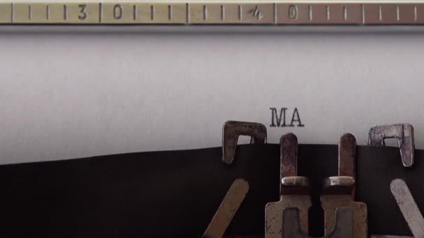 Frase Tipagem Made Usa Retro Typewriter Fechar — Vídeo de Stock