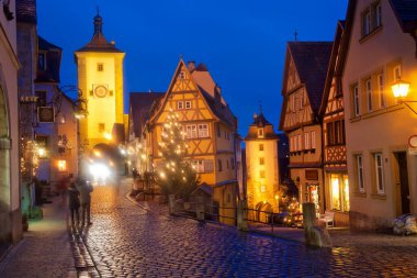 Almanya 'da Noel Zamanı Rotheburg ob der Tauber' in panoramik manzarası