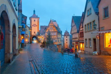 Almanya 'da Noel Zamanı Rotheburg ob der Tauber' in panoramik manzarası