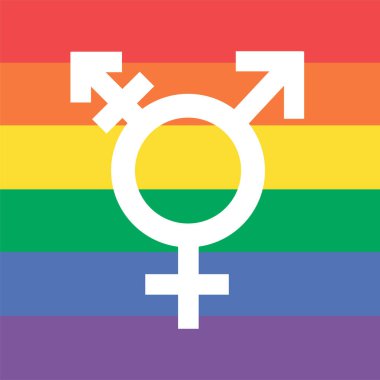 LGBT. Gökkuşağı Transseksüel Sembolü - Yatay çizgili renkli gökkuşağı transseksüel sembolü.