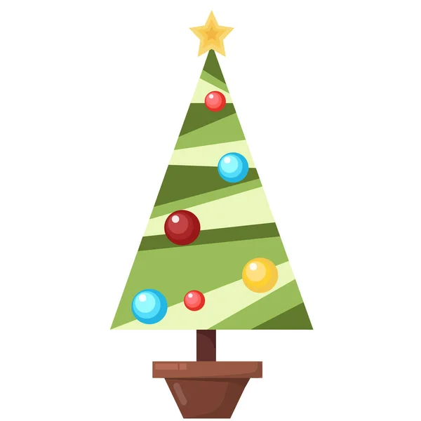 Vector illustration cristmas tree with toys. Flat style — Stock Vector