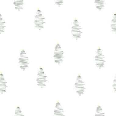   Yeşil renkli Noel ağacı kusursuz desen seti. Kağıt, kapak, kumaş, iç dekorasyon ve diğer kullanıcılar için tasarım. Vektör illüstrasyonu.