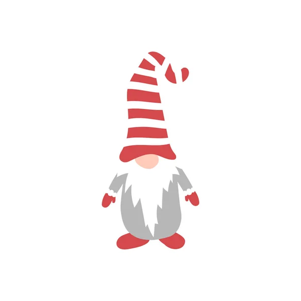 Jul Gnome Vit Bakgrund Vektorillustration Med Tomte Röda Hattar — Stock vektor