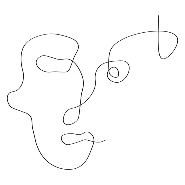 Linje Art Face Abstrakt Minimalistisk Konstdesign För Tryck Omslag Tapeter — Stock vektor