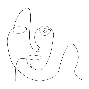   Tek Çizgili Sanat Surat. Baskı, kapak, duvar kağıdı, asgari ve doğal duvar sanatı için soyut Minimalist Sanat tasarımı. Vektör illüstrasyonu.