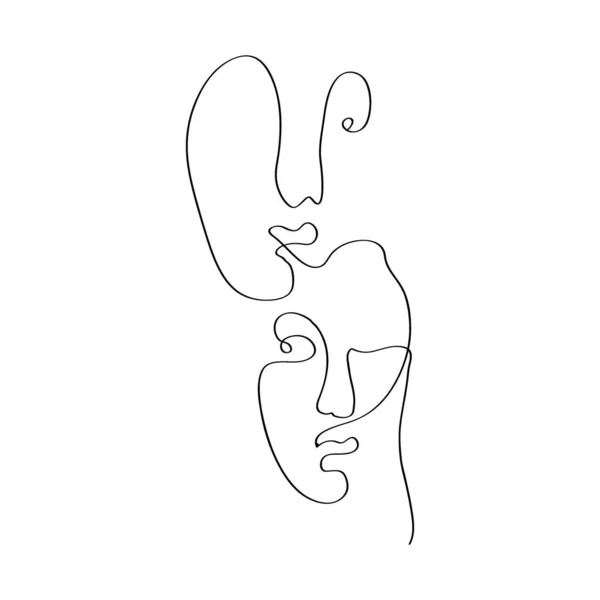 Two Faces One Line Art Абстрактное Художественное Оформление Печати Обложки — стоковый вектор