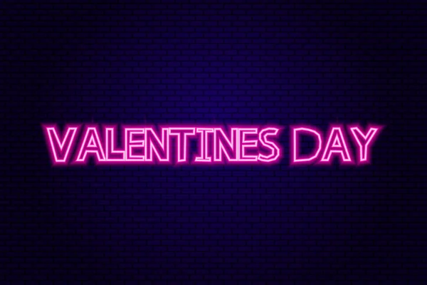 Valentine Day Neon Signboard Vector Illustration Romance Promotion Festive Banner — Stock Vector