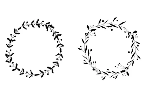 一套圆形的花框 黑人和白人 装饰花环设计 标志模板 结婚保质期 情人节 度假装饰 纺织品 — 图库矢量图片