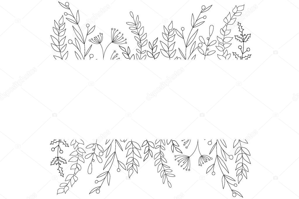   Flowers frames. Black and white. Decorative frameworks  perfect for designing greeting cards, wedding cards, packaging, textiles, holiday decorations, logo