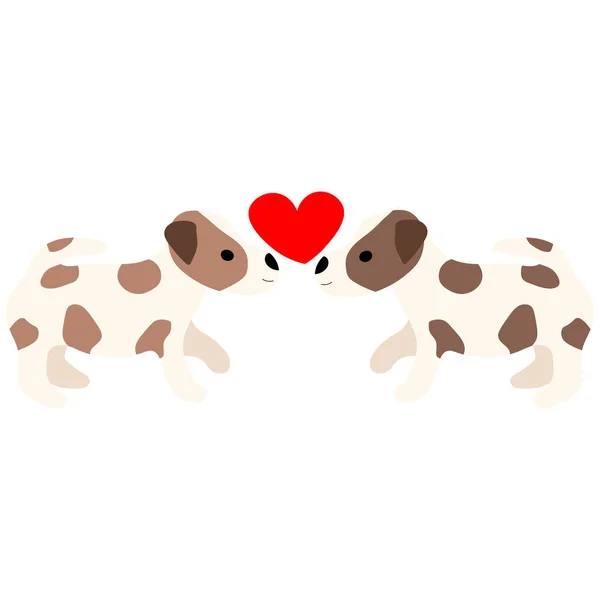 Lindos Perros Jack Russell Terrier Animales Fanny Con Corazones Ilustración — Vector de stock