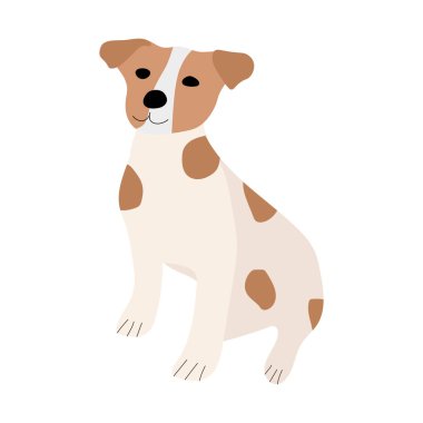   Sevimli köpek Jack Russell Terrier. Komik hayvan. Vektör el çizimi illüstrasyon. Kartlar, posterler, etiketler, tişörtler, afişler, çıkartmalar, web tasarımı ve veterinerlik blogu oluşturmak için mükemmel. 