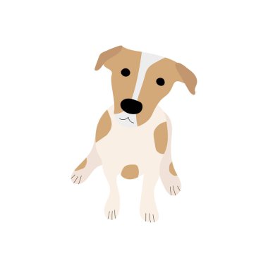   Sevimli köpek Jack Russell Terrier. Komik hayvan. Vektör el çizimi illüstrasyon. Kartlar, posterler, etiketler, tişörtler, afişler, çıkartmalar, web tasarımı ve veterinerlik blogu oluşturmak için mükemmel. 