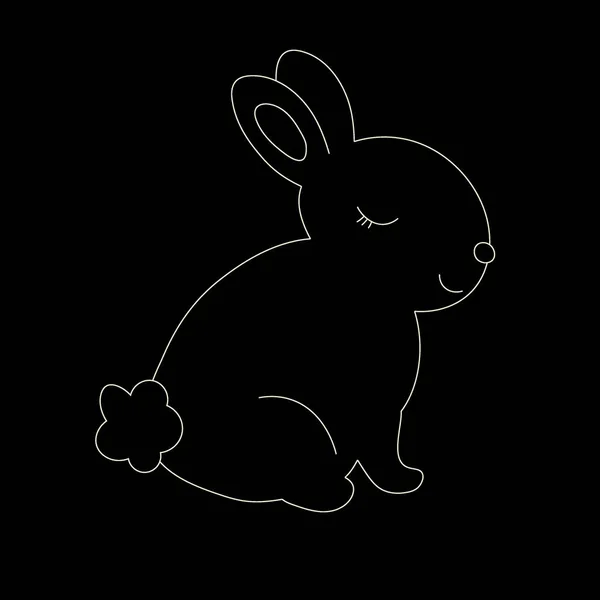 Celestial Baby Bunny Colores Dorados Sobre Fondo Negro Pequeño Conejo — Vector de stock