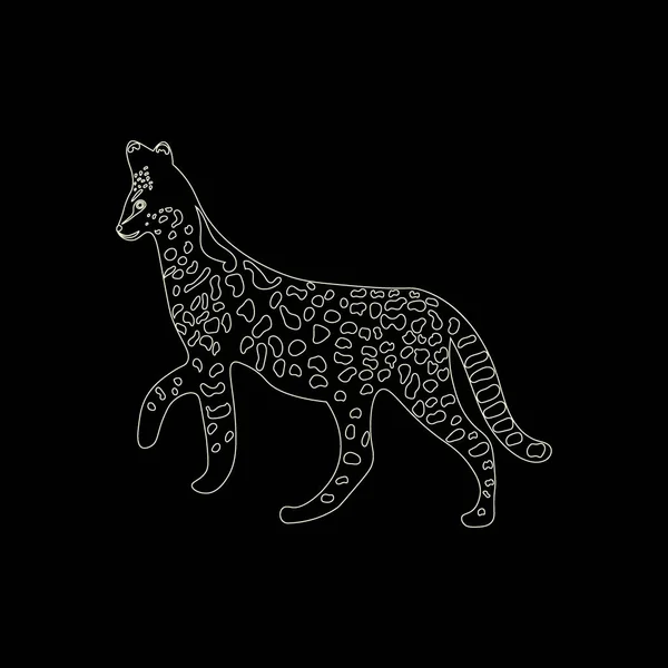 Celestial Leopard Eller Gepard Exotiska Djur Guld Färger Svart Bakgrund — Stock vektor