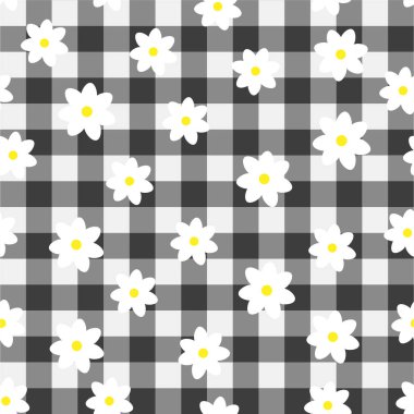 Çiçekler ve kalplerle kusursuz desen