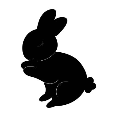 black silhouette of cute bunny, vector illustration