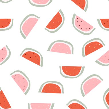 Karpuz dilimleri ile Seamless modeli. Vektör çizim.