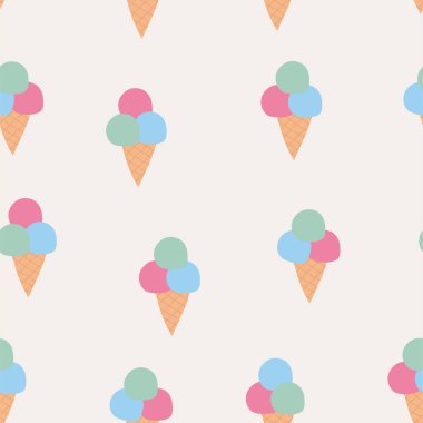 seamless pattern with ice cream and waffle cones. vector illustration