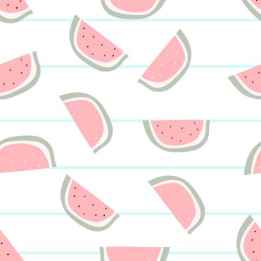 watermelon seamless vector pattern. hand - drawn vector illustration