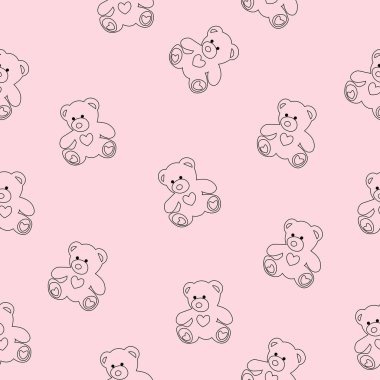 stylized pattern banner with teddy bears, vector illustration