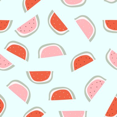 stylized pattern banner with watermelons, vector illustration