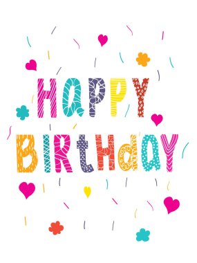 stylized banner with happy birthday greeting card, vector illustration