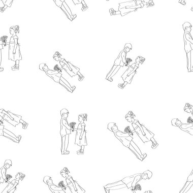   stylized banner with kids having date, vector illustration