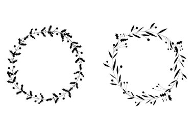 Çiçeksel yuvarlak çerçeveli stilize afiş, vektör illüstrasyonu
