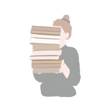 Bir yığın kitabı olan, vektör illüstrasyonlu bir bayrak.