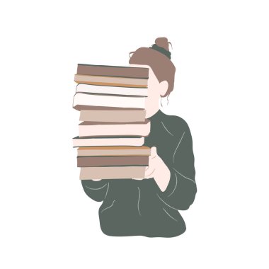 Bir yığın kitabı olan, vektör illüstrasyonlu bir bayrak.