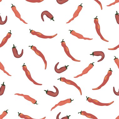   stylized seamless pattern banner with chili pepper, vector illustration