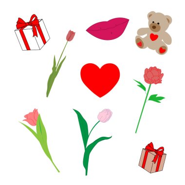   stylized banner with valentines day signs, vector illustration