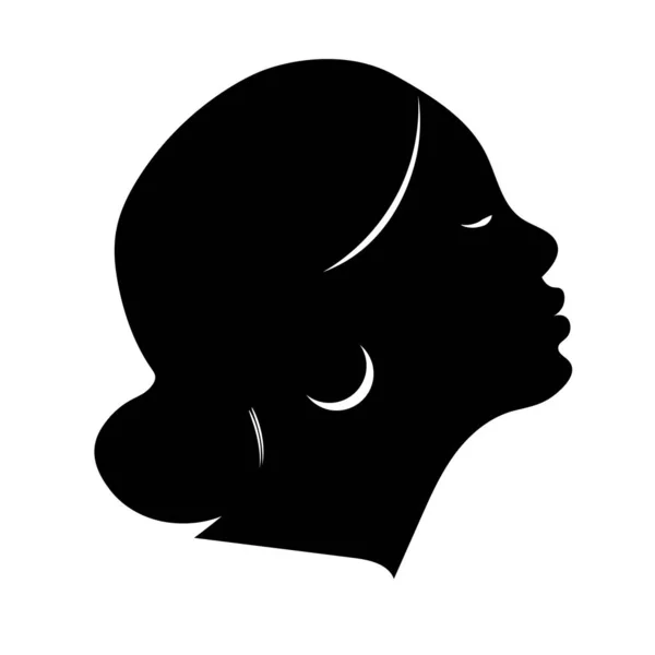 Silhouettes Féminines Noires Profil Visage Vignette Femme Afro Profil Illustration — Image vectorielle