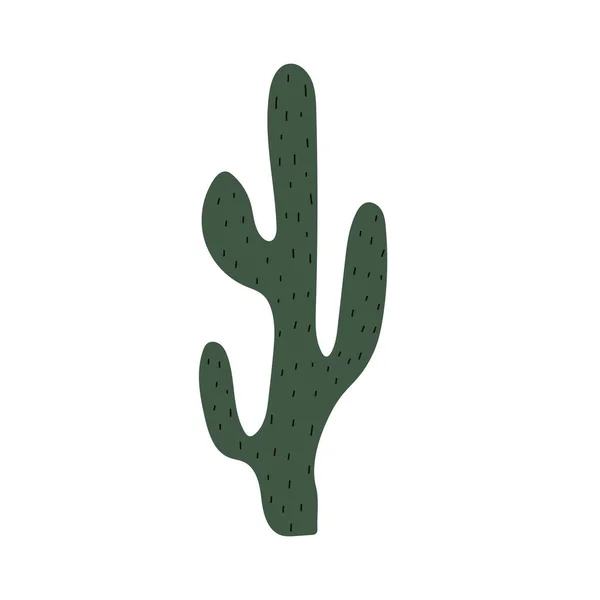 Mignon Cactus Dessiné Main Symbole Mexicain Thème Far West Illustration — Image vectorielle