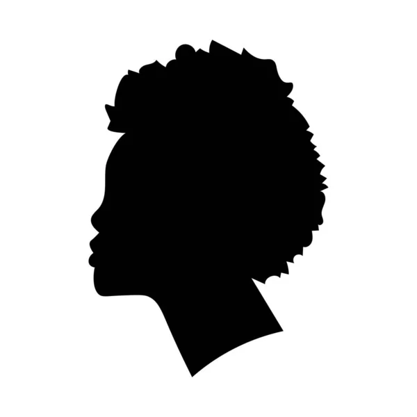 Silhouettes Féminines Noires Profil Visage Vignette Femme Afro Profil Illustration — Image vectorielle