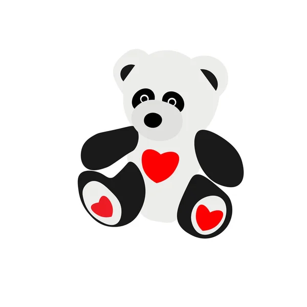 Lindo Bebé Panda Con Corazón — Vector de stock