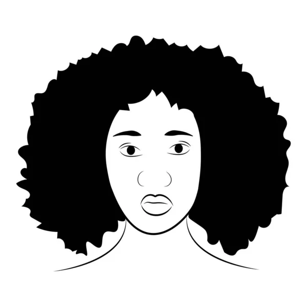 Portrait Afro Woman Hand Drawn Vector Illustration Isolated White Background — Stock Vector