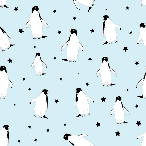 cute penguin pattern, vector illustration