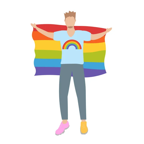 Stylized Banner Man Lgbtq Flag Vector Illustration — Stock Vector