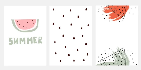 Stilisierte Banner Mit Wassermelonen Vorlagen Vektorillustration — Stockvektor