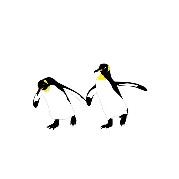 Bannière Stylisée Avec Couple Pingouins Illustration Vectorielle — Image vectorielle