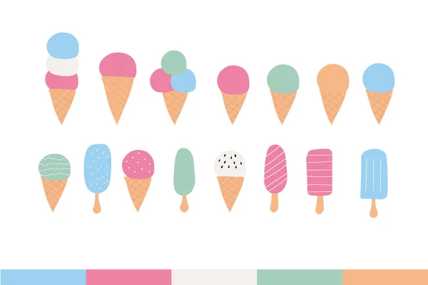 Stylized Banner Ice Cream Cones Vector Illustration — Stock Vector