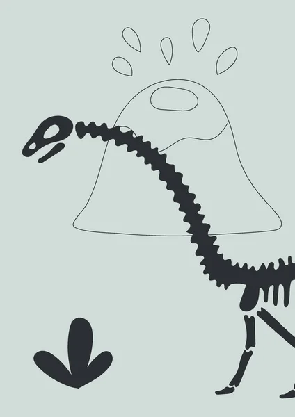 Squelette Dino Dans Style Scandinave Conception Enfantine Pour Impression Murale — Image vectorielle