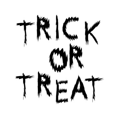 Cadılar Bayramı posteri, tebrik kartı, baskı ya da afiş için el çizimi mektuplar. Beyaz arkaplanda izole edilmiş vektör tatil illüstrasyonu.