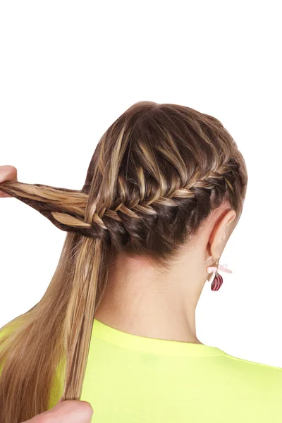 Braiding. Hairstyle — Stock Photo, Image