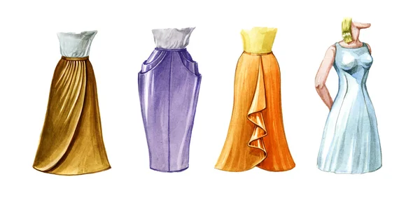 Модна модель жіночих спідниць, суконь. Параметри — стокове фото