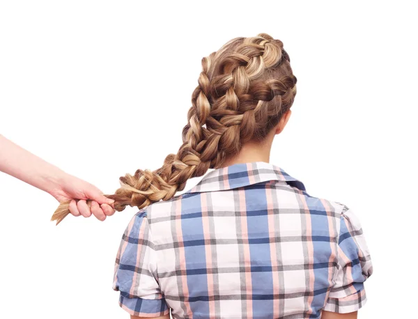 Braiding. Openwork braid with extruded strands — Stock Photo, Image